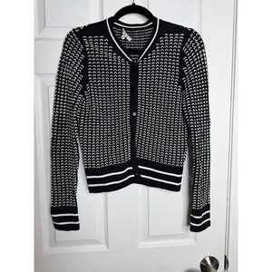 Jonathan Simkhai Black White Knit Cardigan Sweater Size S